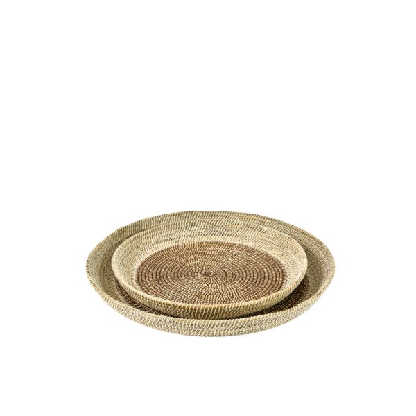 Light & Living Schaal/wandorn S/2 Ø40x4,5+Ø50x6 cm BURICA zeegras nat+crème