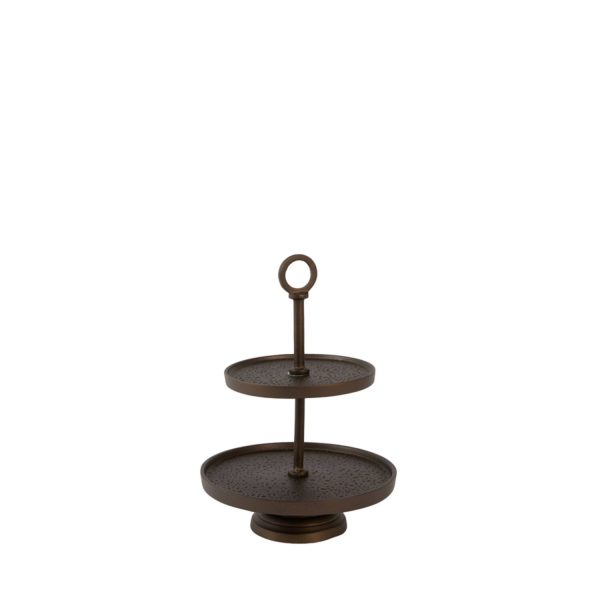Light & Living Etagère 2 laags Ø24x37 cm LUTEK mat bruin-brons