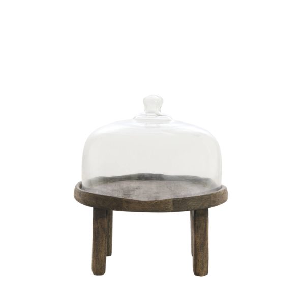 Light & Living Schaal Ø27x30 cm BIA mango hout antiek bruin+glas helder