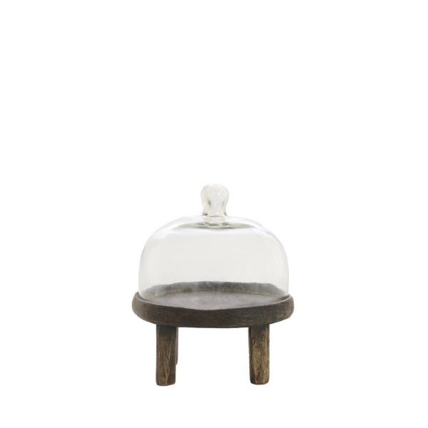 Light & Living Schaal Ø20,5x24 cm BIA mango hout antiek bruin+glas helder
