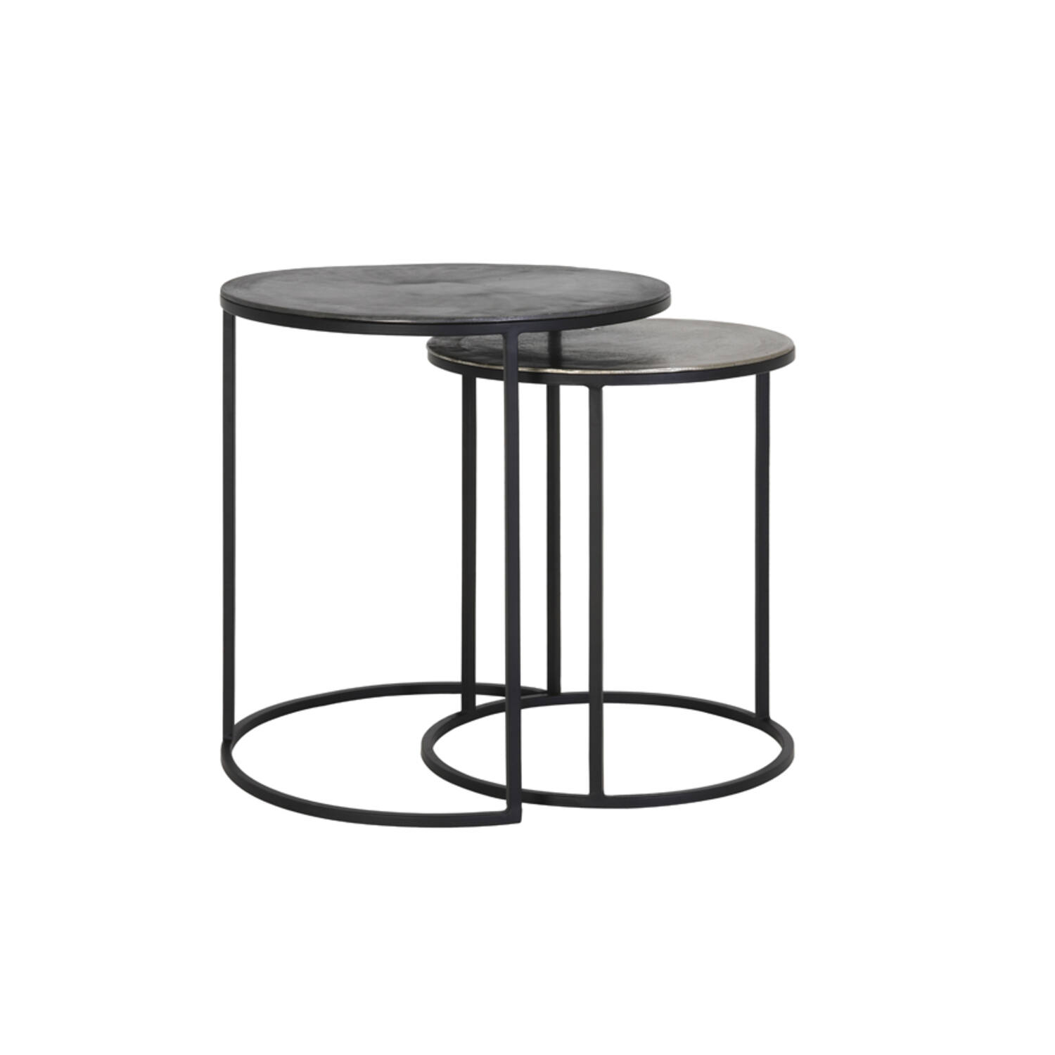 Light & Living Bijzettafel S/2 Ø40x45+Ø49x50,5 cm TALCA ruw lood+ant. lood