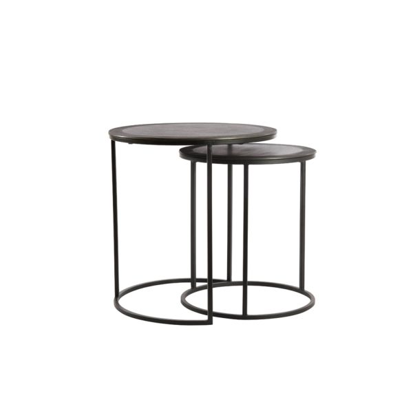 Light & Living Bijzettafel S/2 Ø40x45+Ø49x50,5 cm TALCA ruw lood antiek