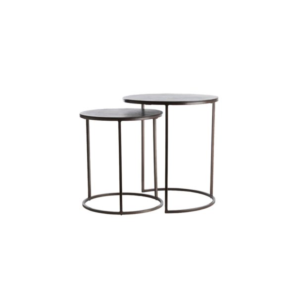 Light & Living Bijzettafel S/2 Ø41x46+Ø49x52 cm TALCA donker bruin