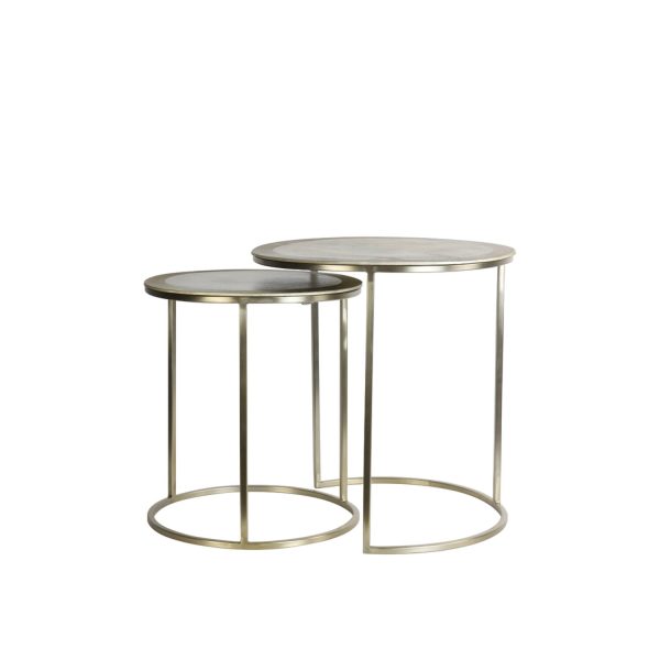 Light & Living Bijzettafel S/2 Ø40x45+Ø50x52 cm TALCA licht goud