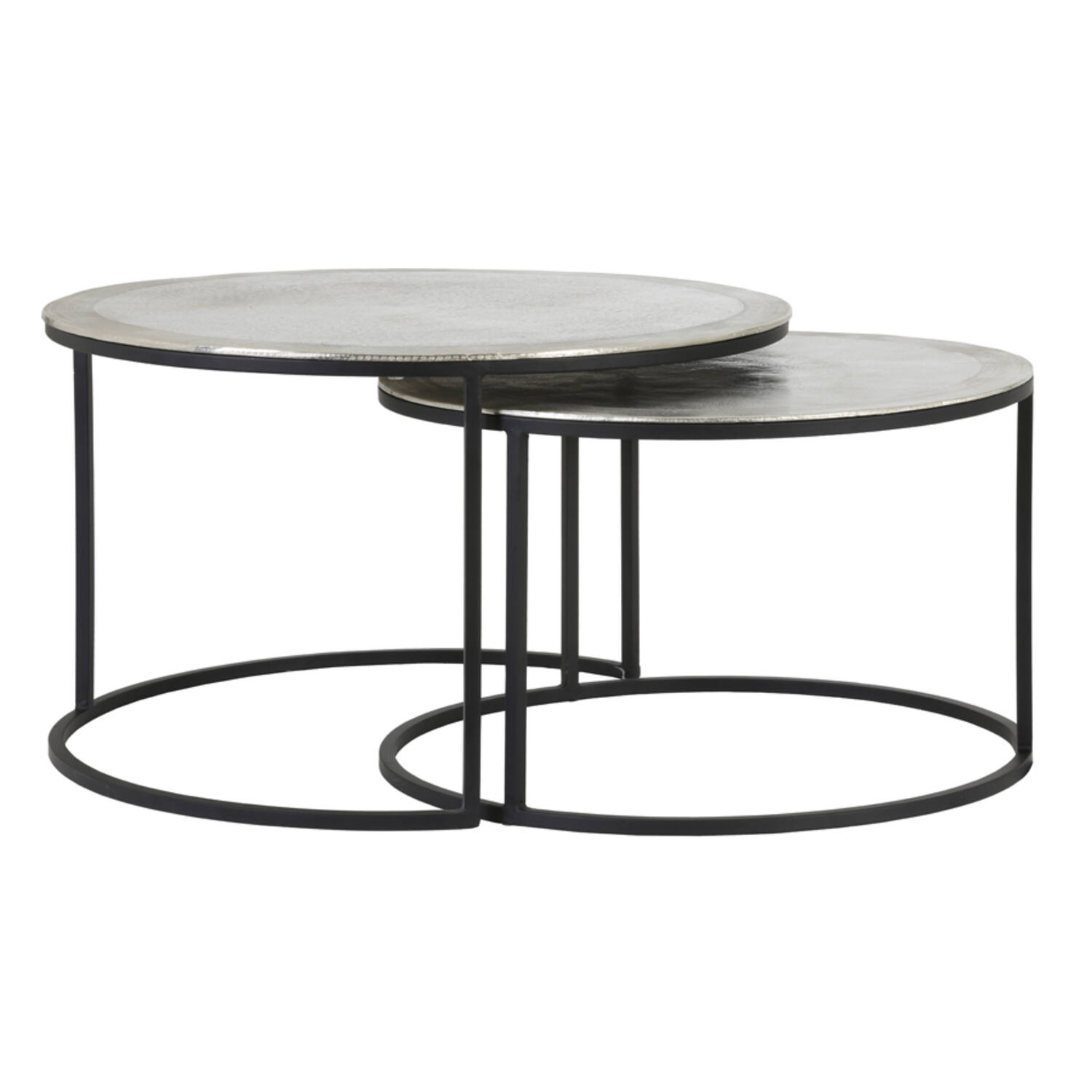 Light & Living Salontafel S/2 Ø67,5x39,5+Ø75x45 cm TALCA ruw nikkel
