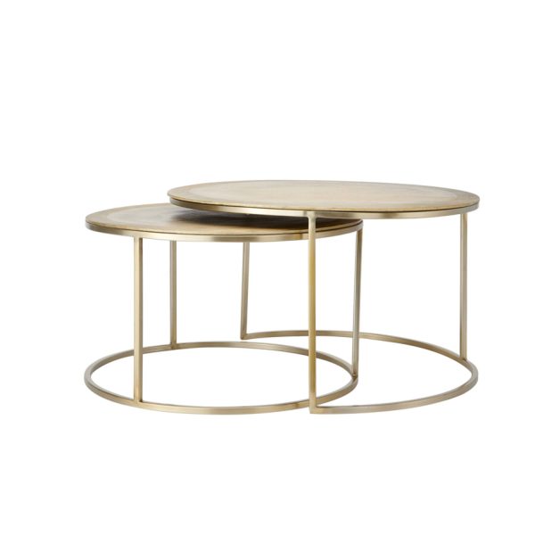 Light & Living Salontafel S/2 Ø65x39+Ø75x45 cm TALCA licht goud
