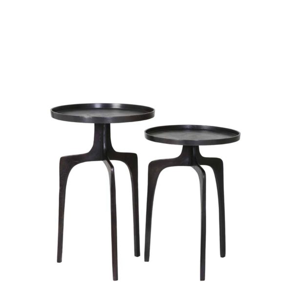 Light & Living Bijzettafel S/2 Ø38x54+Ø41x63 cm PANO donker brons