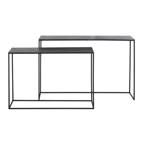 Light & Living Side table S/2 max 120x25x80 cm BOCA ruw lood ant-mat zwart