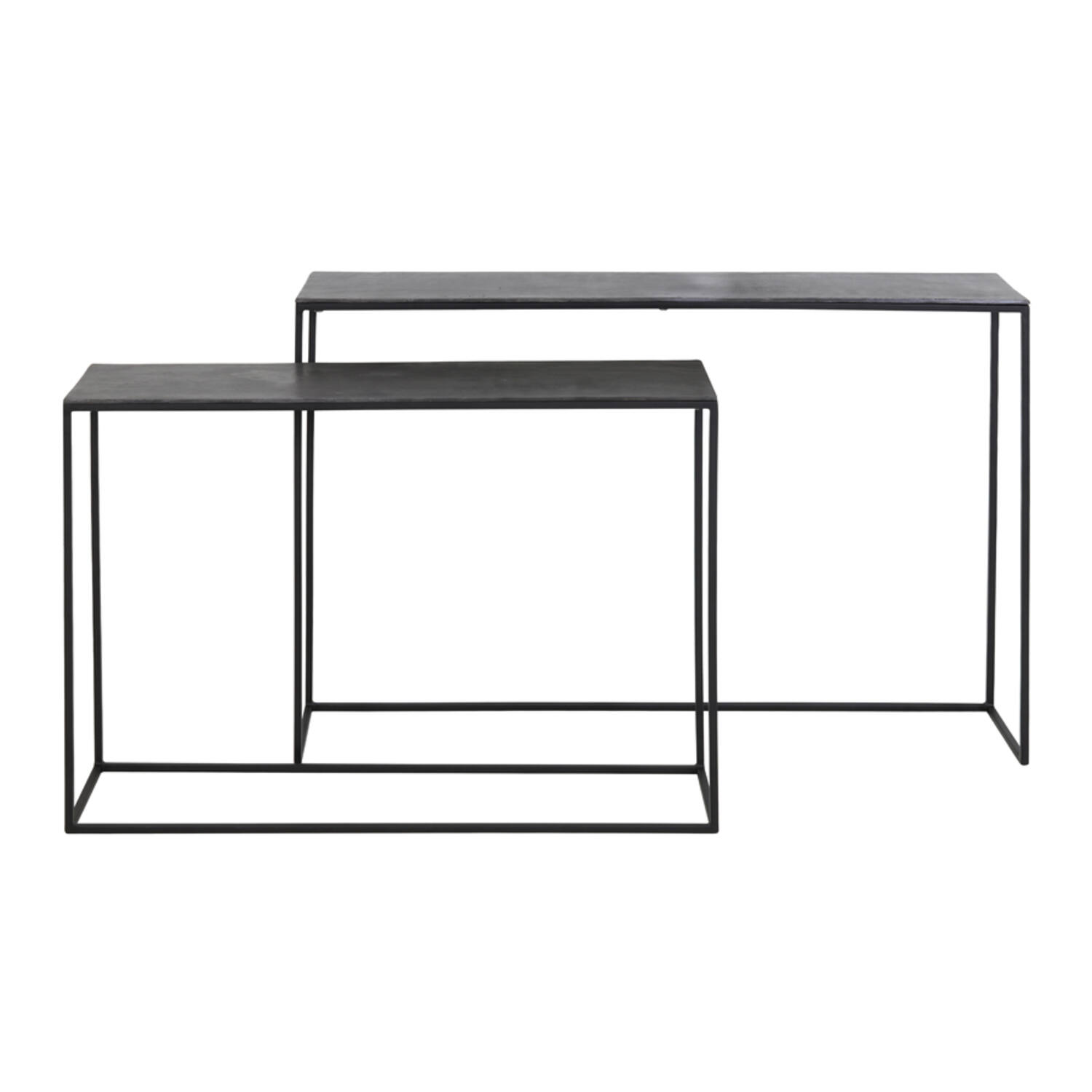 Light & Living Side table S/2 max 120x25x80 cm BOCA ruw lood ant-mat zwart