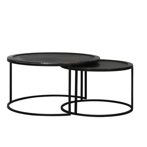 Light & Living Salontafel S/2 Ø60x38+Ø78x42 cm TALCA lood antiek deep edge