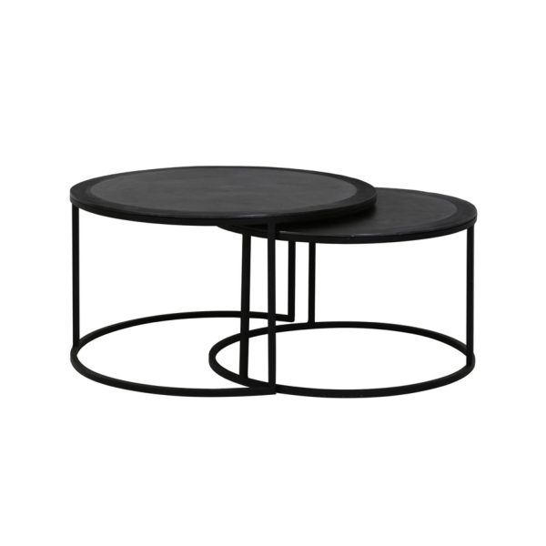 Light & Living Salontafel S/2 Ø67,5x39,5+Ø75x45 cm TALCA lood antiek edge