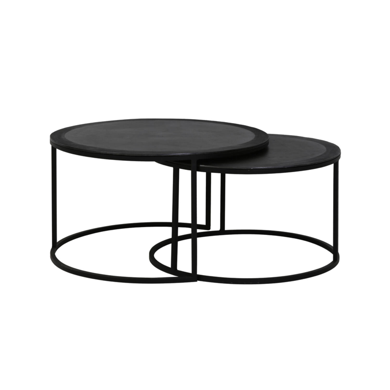 Light & Living Salontafel S/2 Ø67,5x39,5+Ø75x45 cm TALCA lood antiek edge