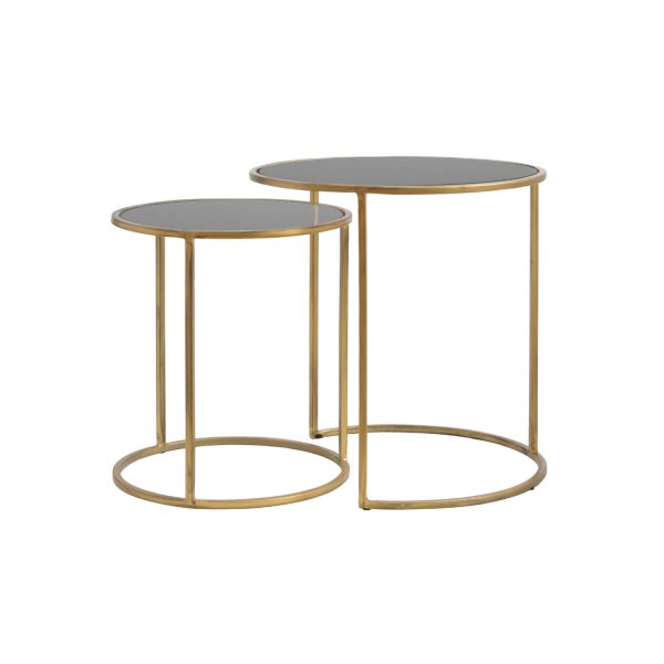Light & Living Bijzettafel S/2 Ø40x45+Ø50x52 cm DUARTE smoke glas-goud