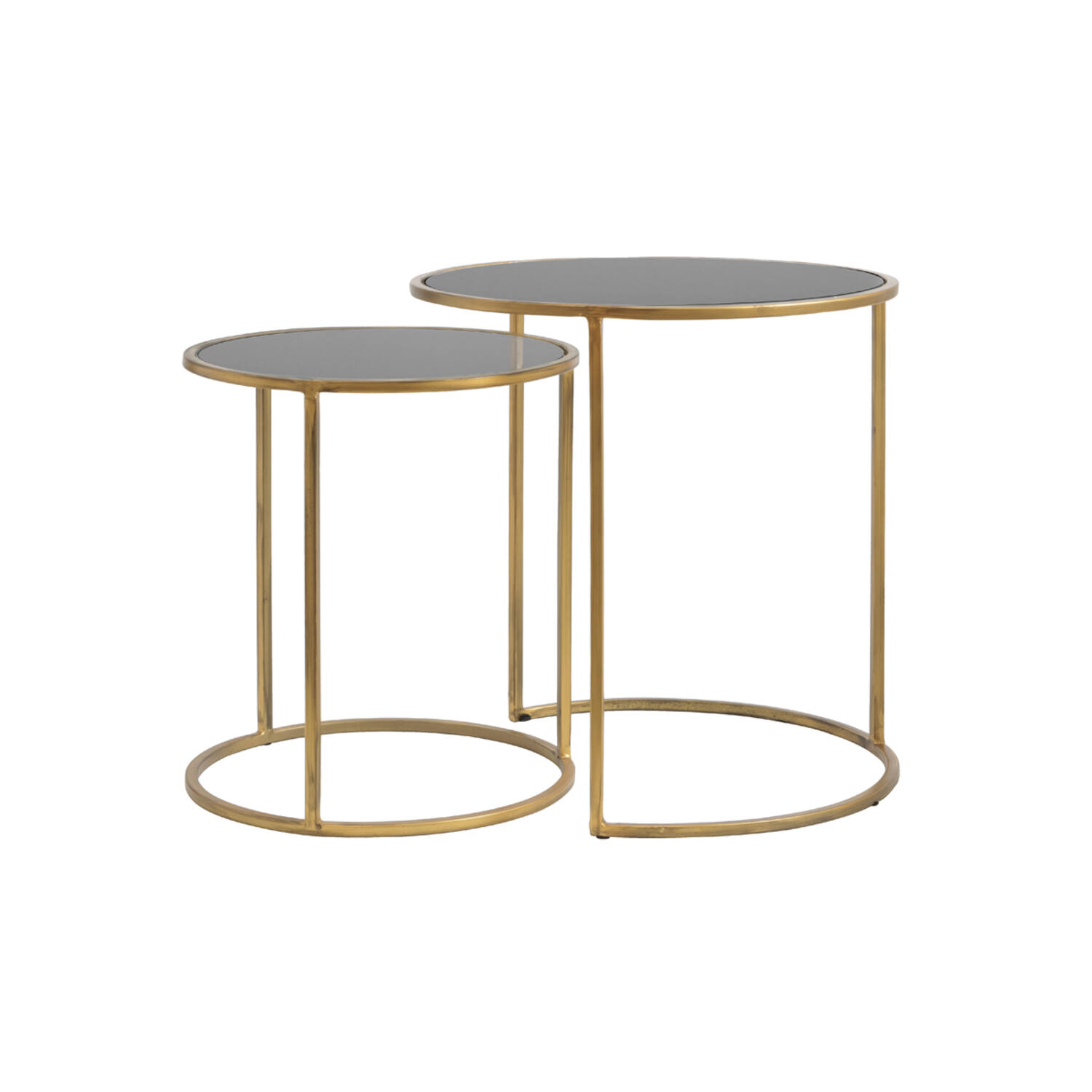 Light & Living Bijzettafel S/2 Ø40x45+Ø50x52 cm DUARTE smoke glas-goud