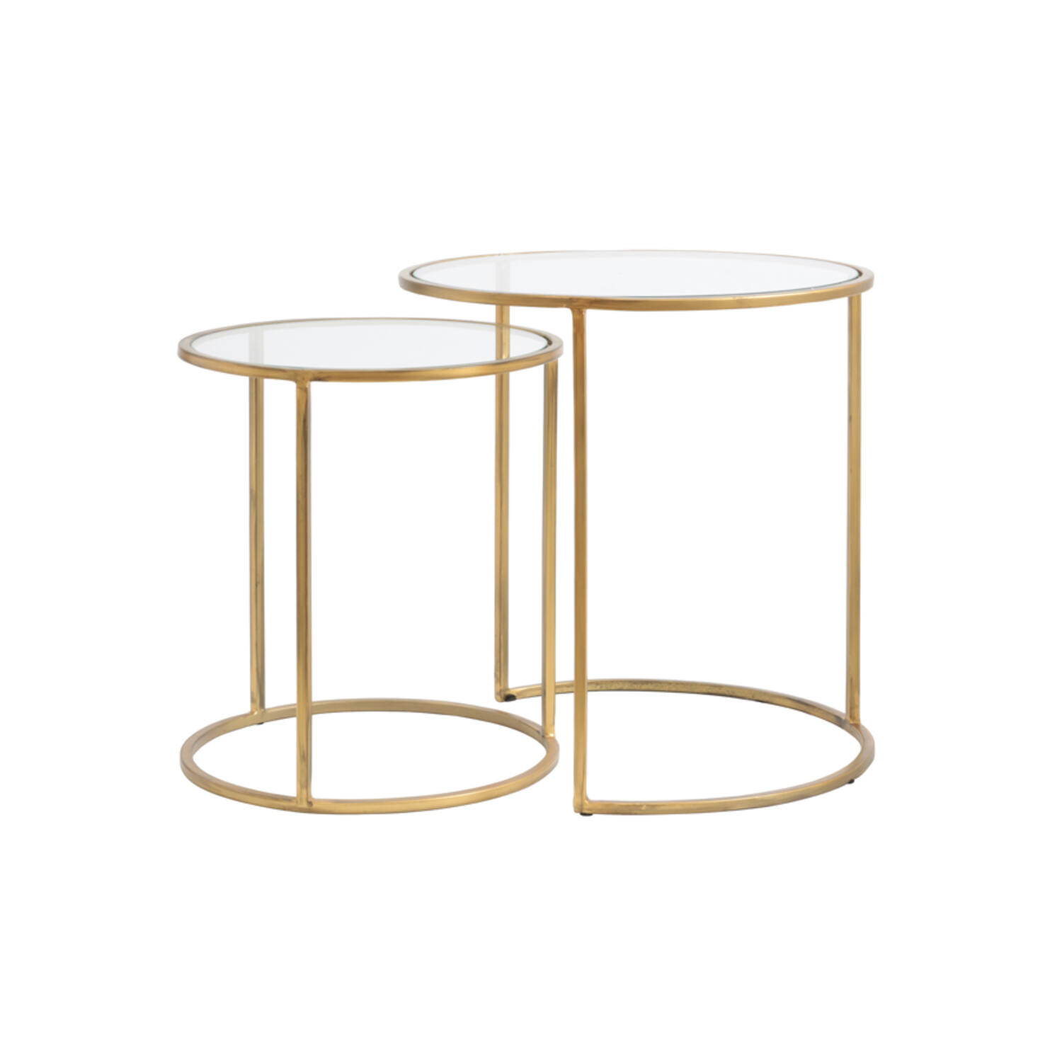 Light & Living Bijzettafel S/2 Ø40x45+Ø50x52 cm DUARTE glas-goud