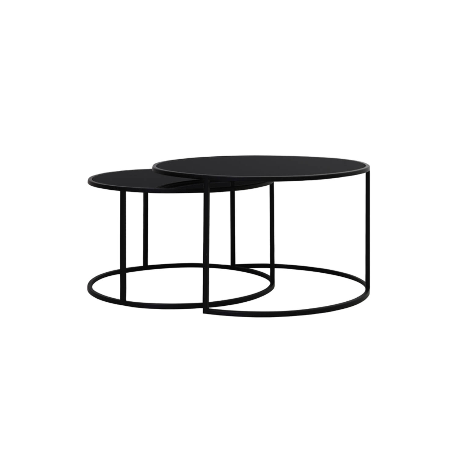 Light & Living Salontafel S/2 Ø65x39+Ø75x44 cm DUARTE glas zwart-mat zwart
