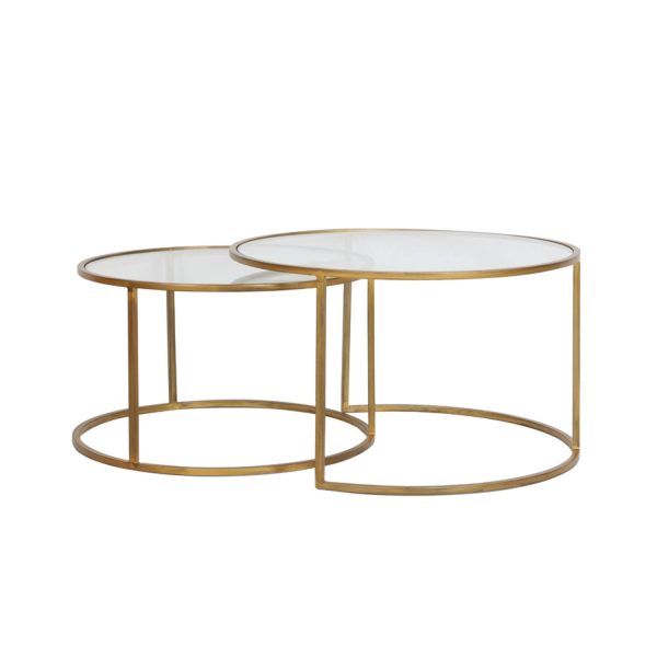 Light & Living Salontafel S/2 Ø65x39+Ø75x44 cm DUARTE glas-goud