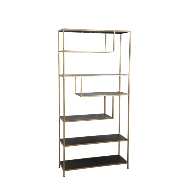 Light & Living Kast open 100x35x203 cm YLAYA mat zwart-goud