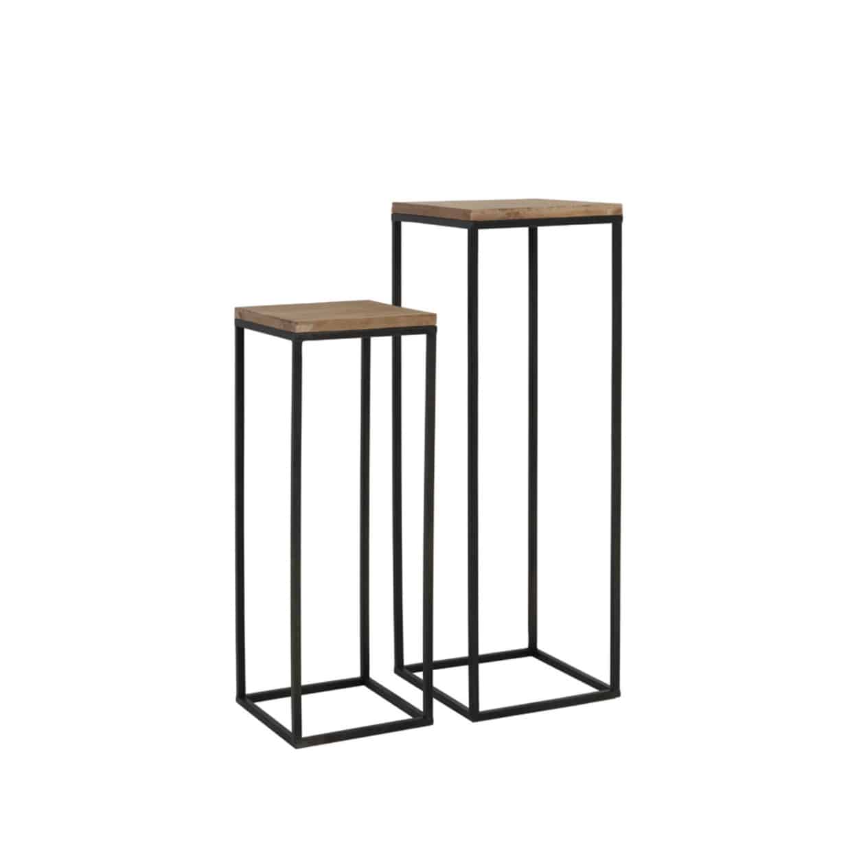 Light & Living Zuil S/2 30x30x82,5+35x35x102 cm YARULA hout+zwart