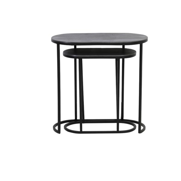 Light & Living Bijzettafel S/2 max 53x26x53 cm BOCOV antiek lood-zwart