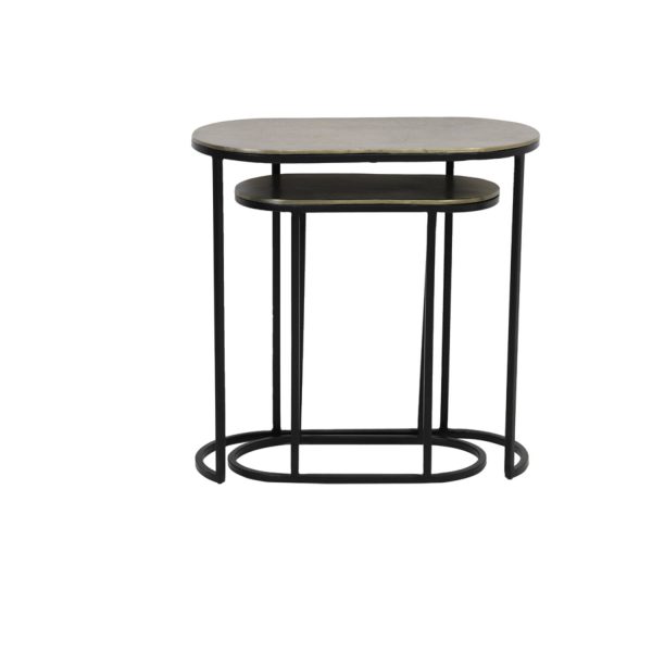 Light & Living Bijzettafel S/2 max 53x26x53 cm BOCOV antiek brons-zwart