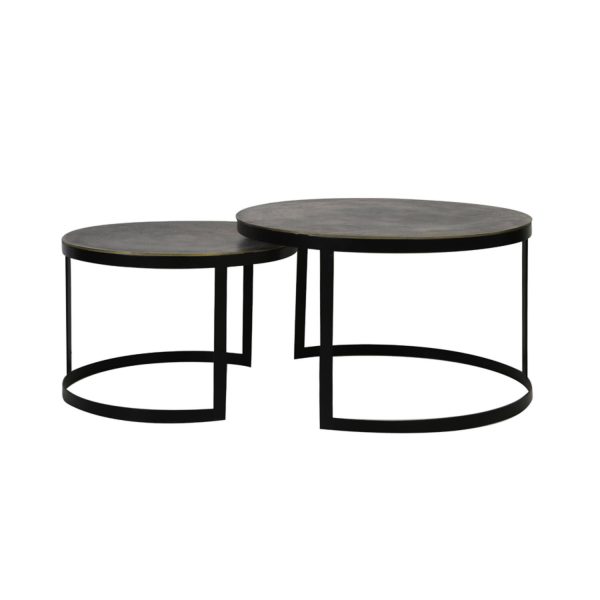 Light & Living Salontafel S/2 Ø62x41+Ø76x46 cm TRELO antiek brons-zwart