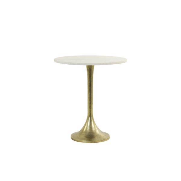 Light & Living Bijzettafel Ø48x53 cm RICKERD wit marmer+antiek brons