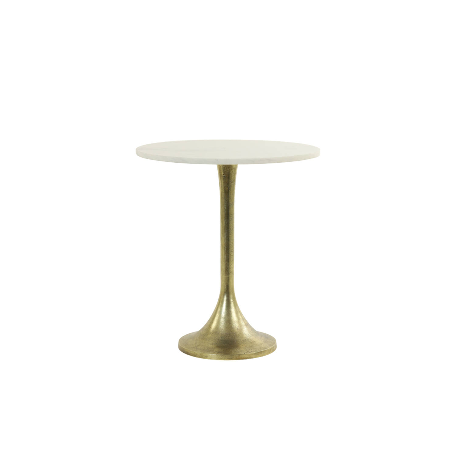 Light & Living Bijzettafel Ø48x53 cm RICKERD wit marmer+antiek brons