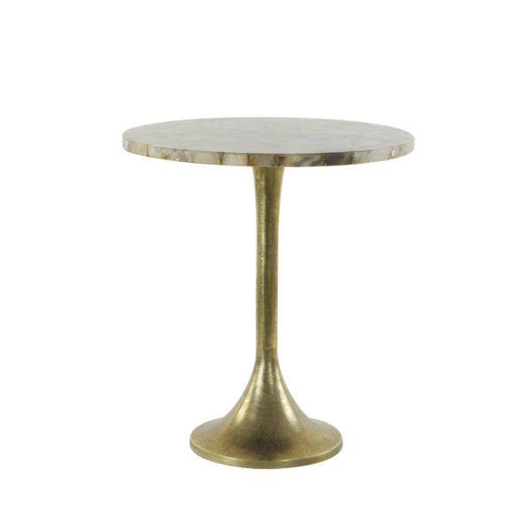 Light & Living Bijzettafel Ø48x53 cm RICKERD geel marmer+antiek brons