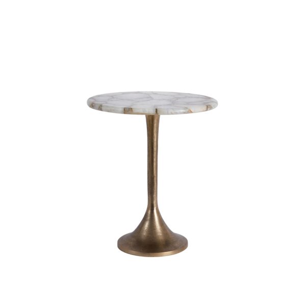 Light & Living Bijzettafel Ø48x53 cm RICKERD agaat wit+antiek brons