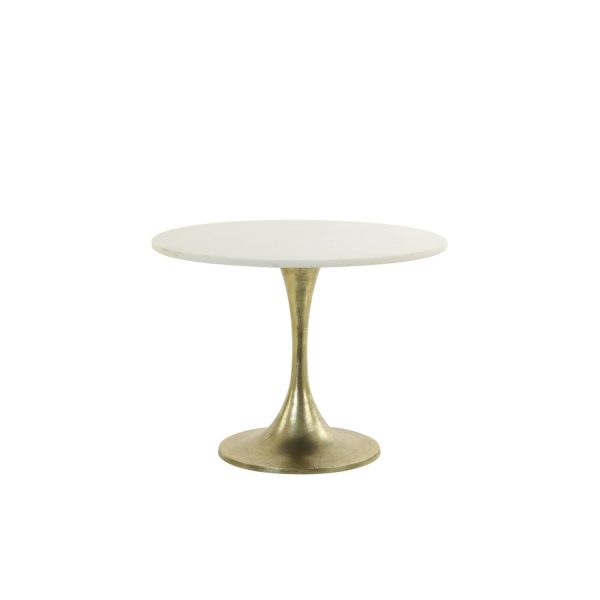 Light & Living Bijzettafel Ø61x41 cm RICKERD wit marmer+antiek brons