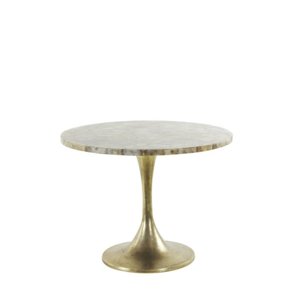 Light & Living Bijzettafel Ø61x41 cm RICKERD geel marmer+antiek brons