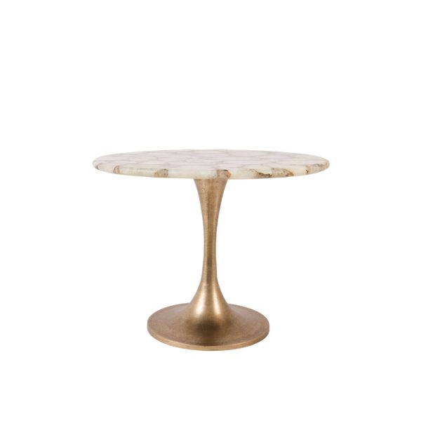 Light & Living Bijzettafel Ø61x41 cm RICKERD agaat wit+antiek brons