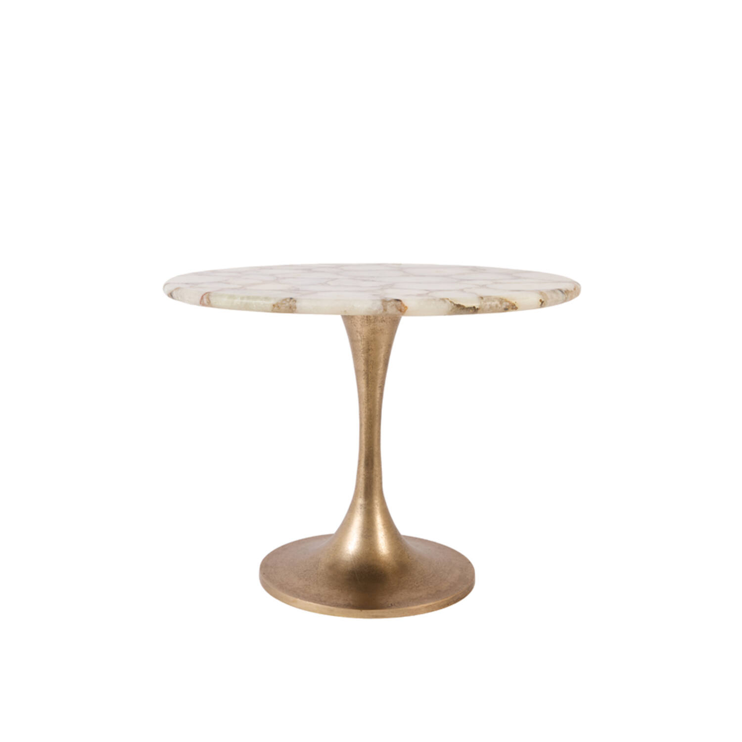 Light & Living Bijzettafel Ø61x41 cm RICKERD agaat wit+antiek brons
