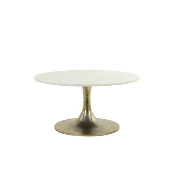 Light & Living Salontafel Ø76x36 cm RICKERD wit marmer+antiek brons