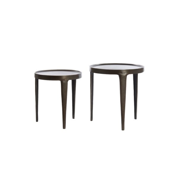 Light & Living Bijzettafel S/2 Ø37x41+Ø43x45,5 cm TOBIAS donker bruin