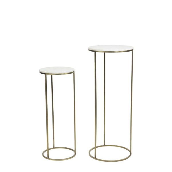 Light & Living Zuil S/2 Ø32x82+Ø41x102 cm RICARDO wit marmer+ant. brons