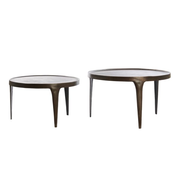 Light & Living Salontafel S/2 Ø64x39+Ø75x44 cm TOBIAS donker bruin