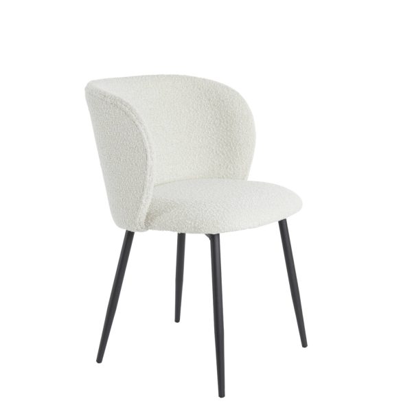 Light & Living Eetkamerstoel 56x55x79 cm ELYNA bouclé crème-mat zwart