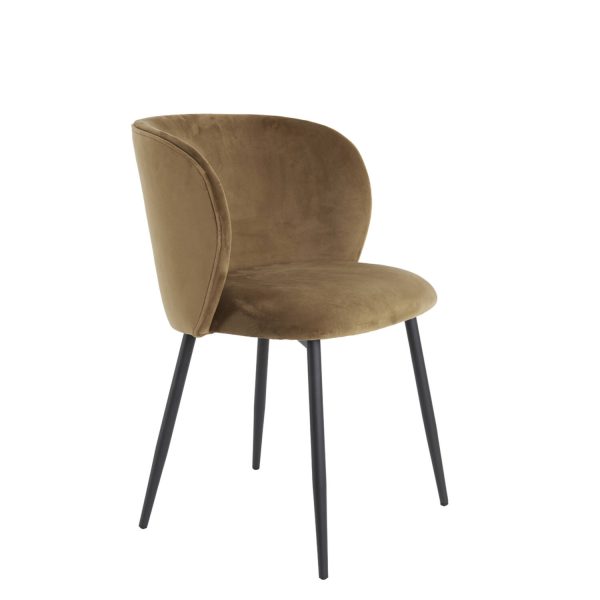 Light & Living Eetkamerstoel 56x55x79 cm ELYNA velvet bruin-mat zwart
