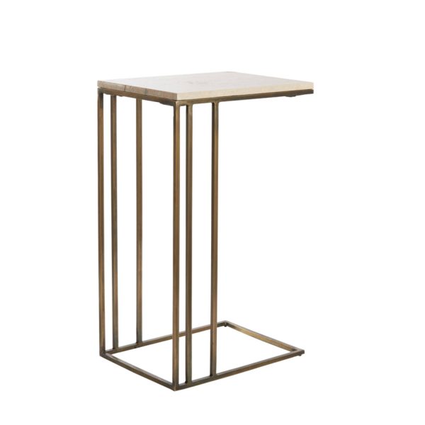 Light & Living Bijzettafel 41x31x66 cm ROSHAN travertin zand+antiek brons