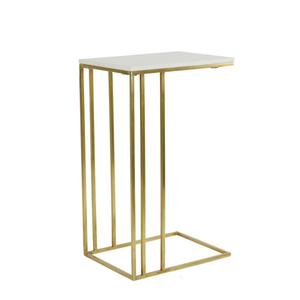 Light & Living Bijzettafel 41x31x66 cm ROSHAN wit marmer+antiek brons