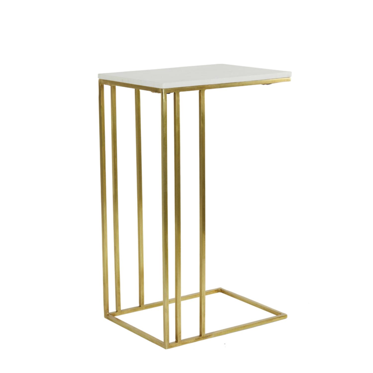 Light & Living Bijzettafel 41x31x66 cm ROSHAN wit marmer+antiek brons