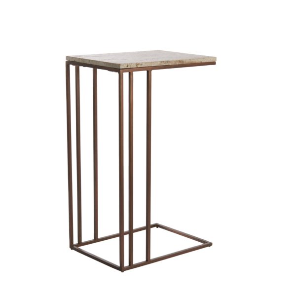 Light & Living Bijzettafel 41x31x66 cm ROSHAN travertin bruin+donker bruin