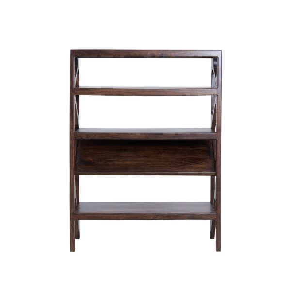 Light & Living Kast open 120x40x160 cm YUKI mango hout chocolade bruin+glas