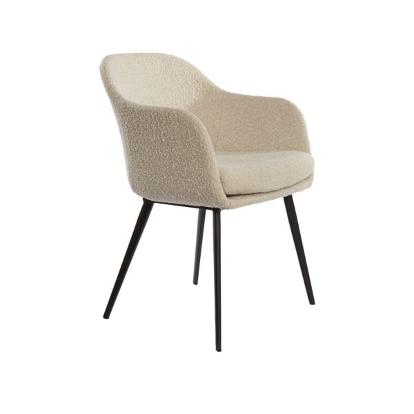Light & Living Eetkamerstoel 59x58,5x82 cm LEONE bouclé crème-zwart