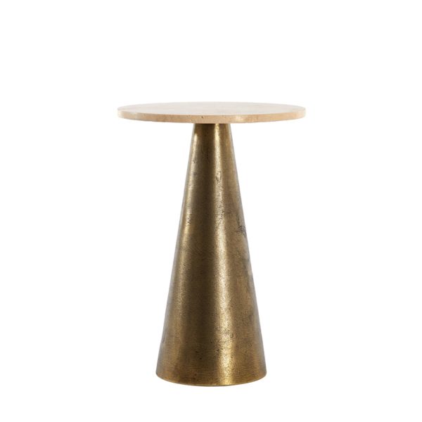 Light & Living Bijzettafel Ø36x51 cm YNEZ travertin zand+antiek brons