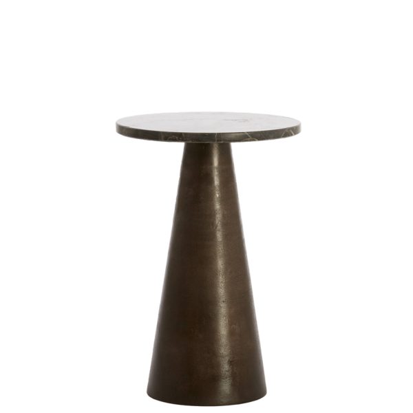Light & Living Bijzettafel Ø36x51 cm YNEZ donker bruin marmer+donkr bruin