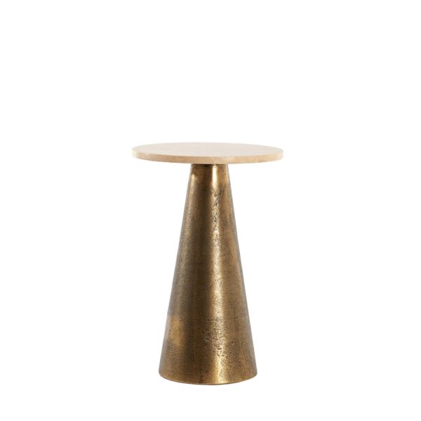 Light & Living Bijzettafel Ø29x43 cm YNEZ travertin zand+antiek brons