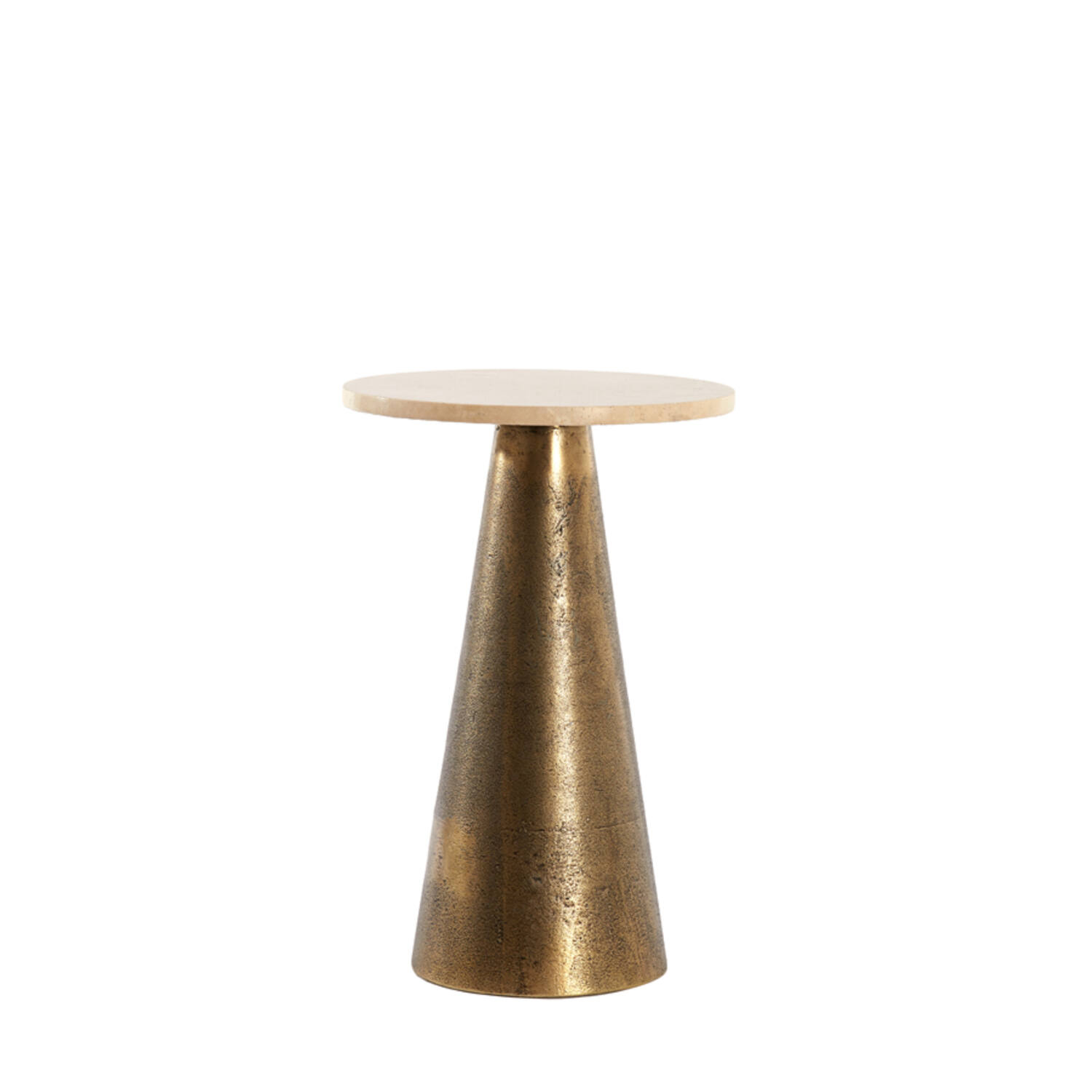 Light & Living Bijzettafel Ø29x43 cm YNEZ travertin zand+antiek brons